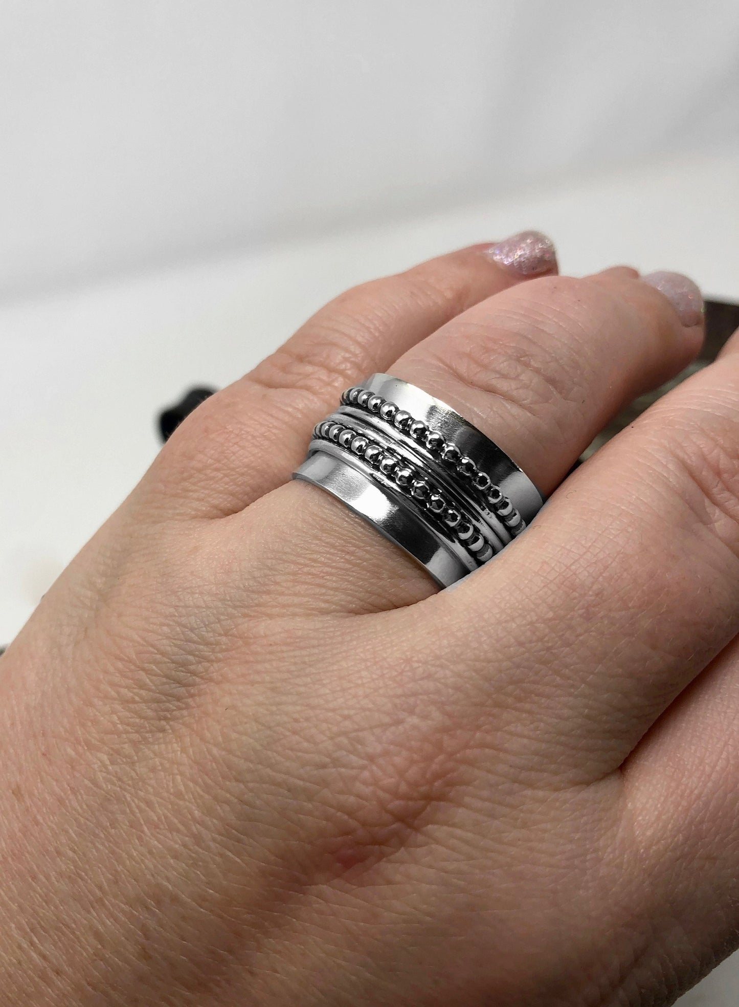Sterling Silver Spinner Ring-Size 10.5US