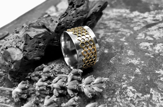 Honeycomb Design Spinner Ring Size 10.5