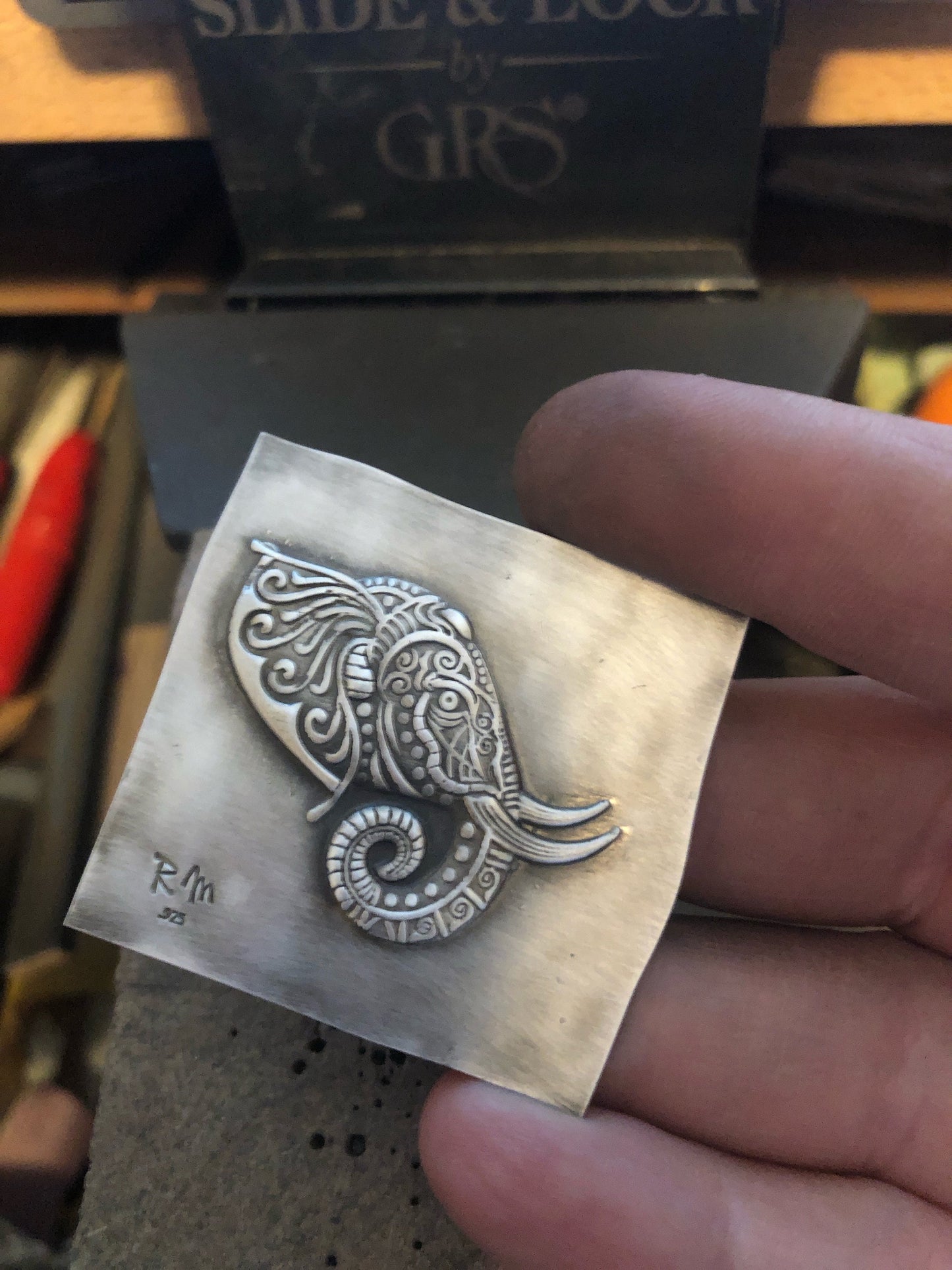 Pressed Metal Elephant Impression for Jewelry Making