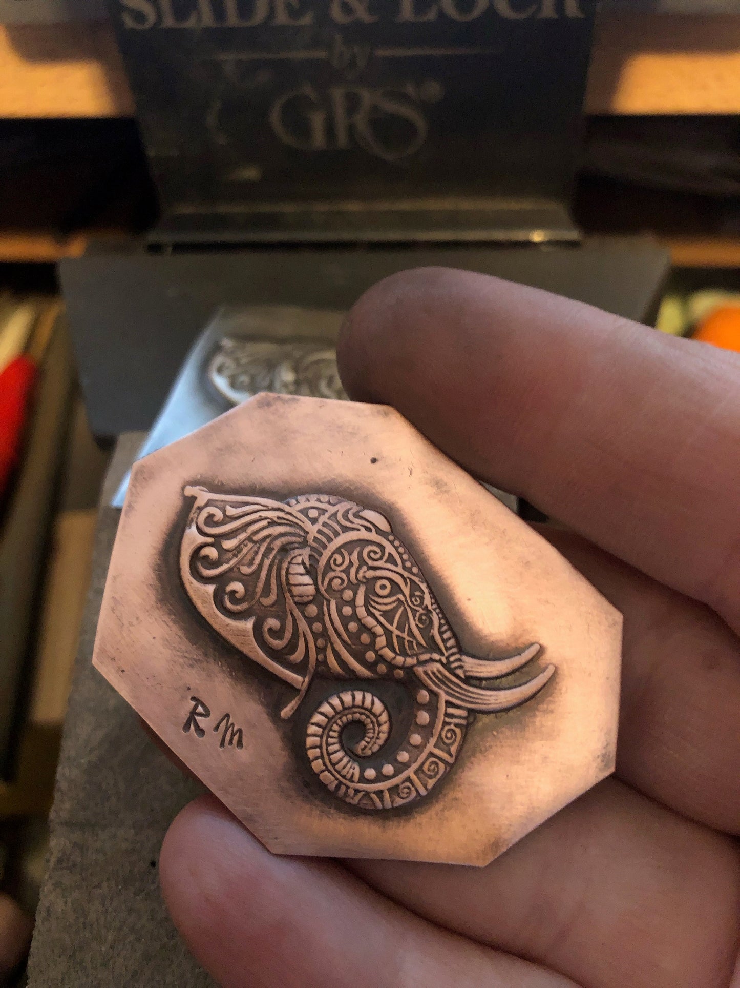 Pressed Metal Elephant Impression for Jewelry Making