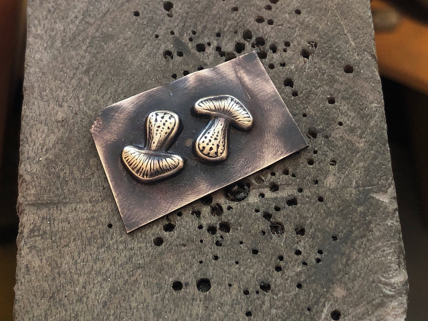 Pressed Metal Mushroom Design Impression for Jewelry Making