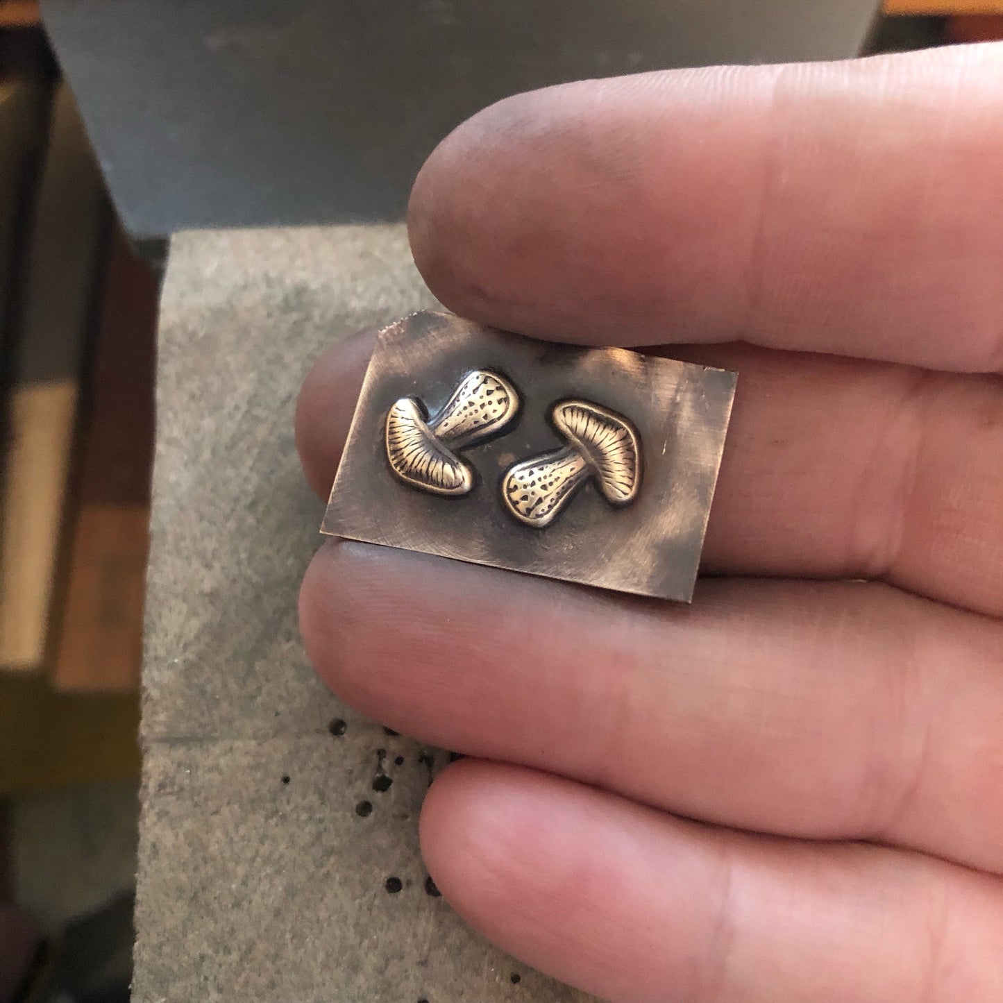 Pressed Metal Mushroom Design Impression for Jewelry Making