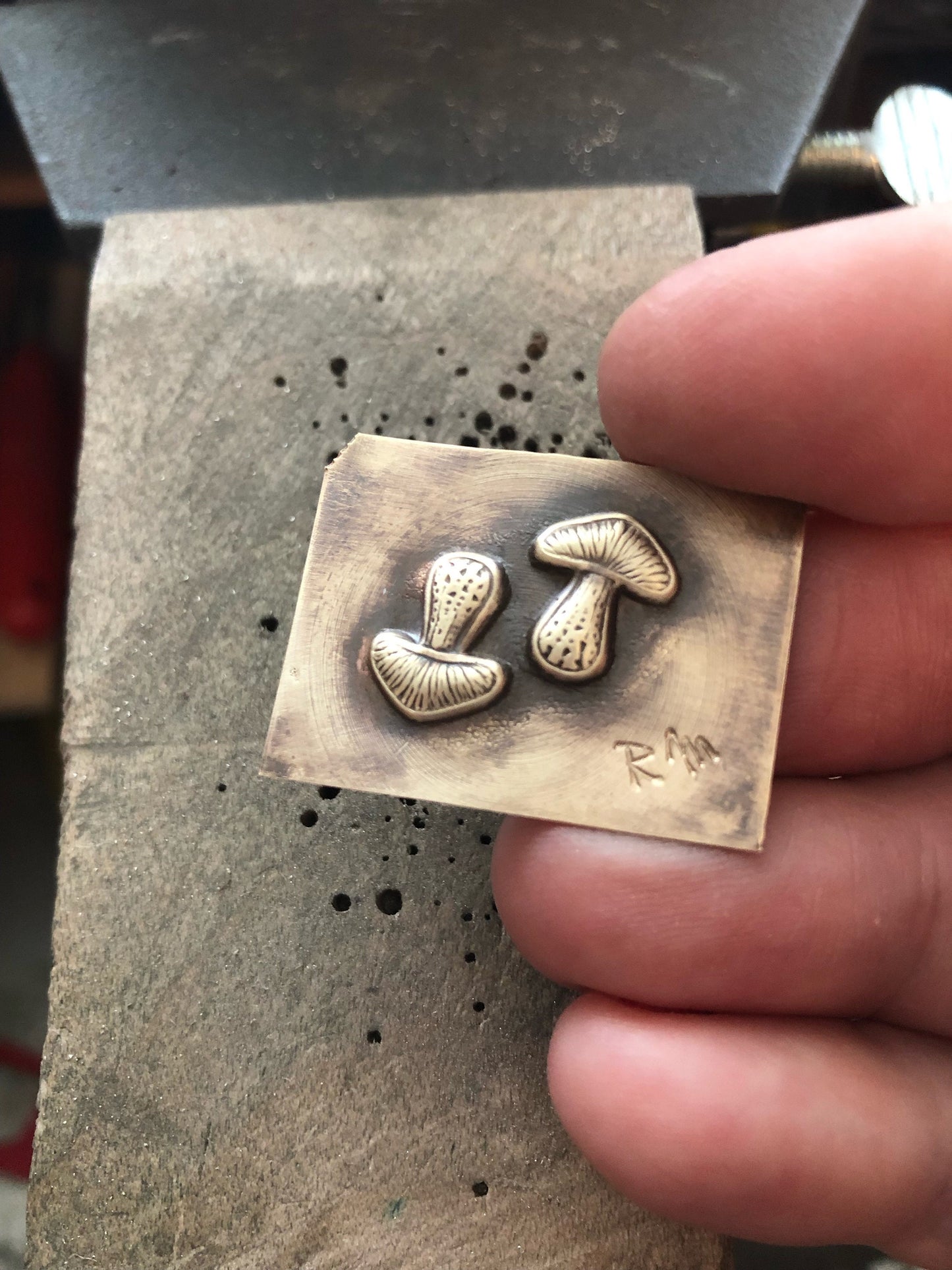 Pressed Metal Mushroom Design Impression for Jewelry Making