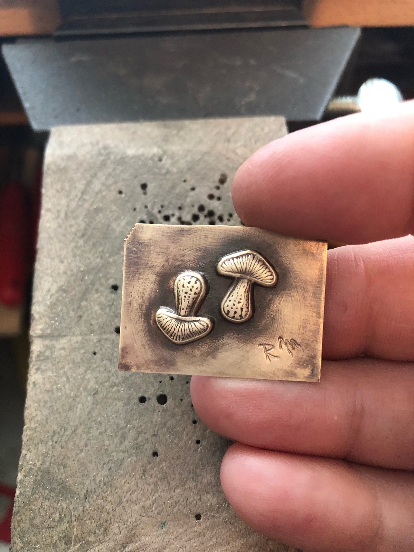 Pressed Metal Mushroom Design Impression for Jewelry Making