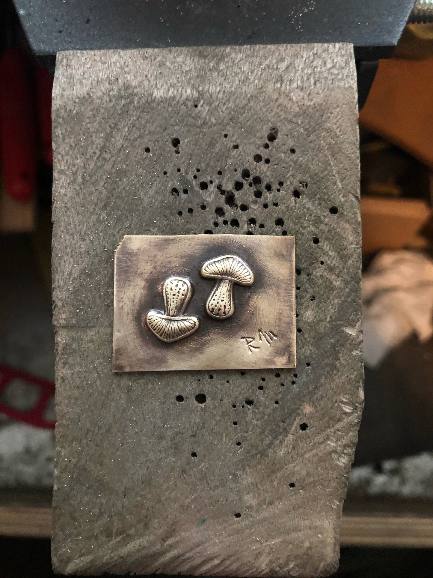 Pressed Metal Mushroom Design Impression for Jewelry Making