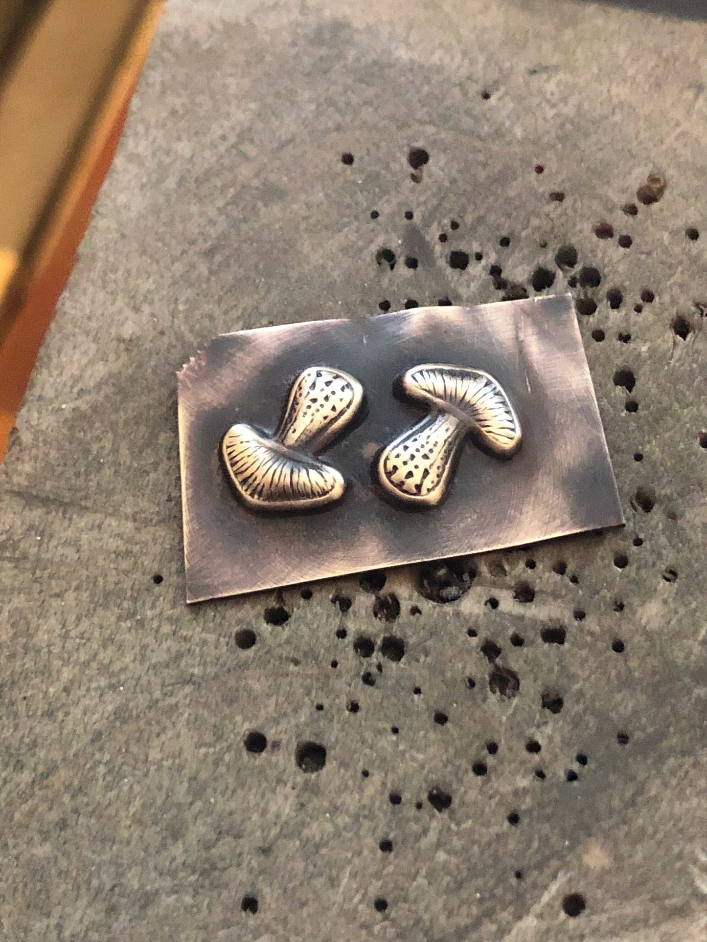 Pressed Metal Mushroom Design Impression for Jewelry Making