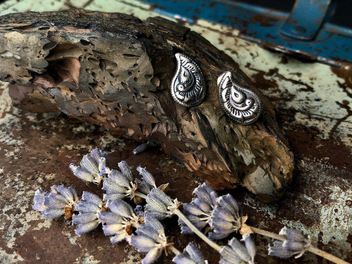 Sterling Silver Peacock Feather Earrings