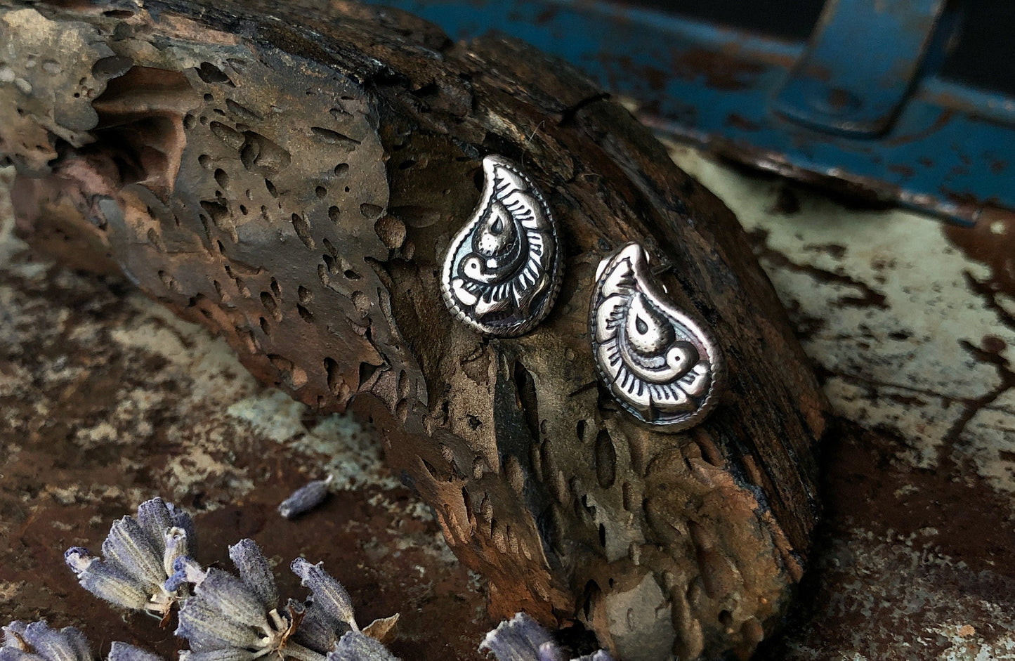 Sterling Silver Peacock Feather Earrings