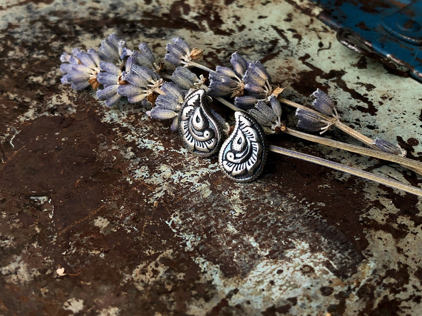 Sterling Silver Peacock Feather Earrings